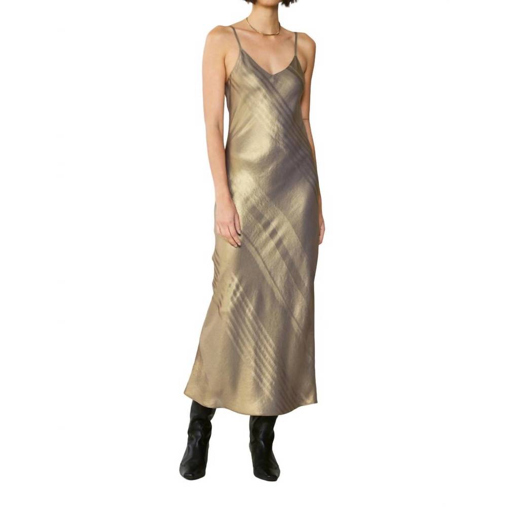 NEW CURRENT AIR bias long slip dress in gold xs